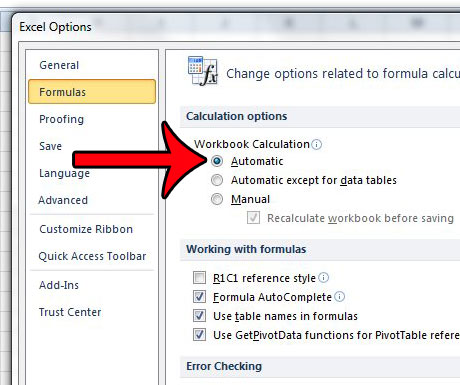 how to turn on automatic calculation in excel for mac